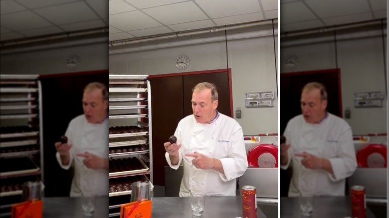 Jacques Torres making hot chocolate bombs