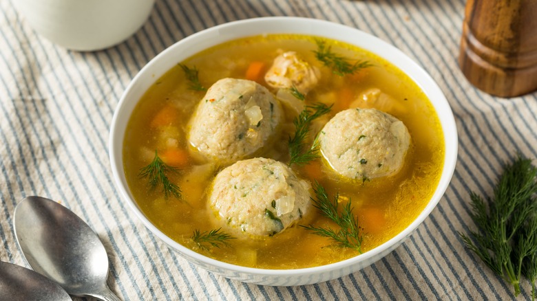 Bowl of matzo ball soup