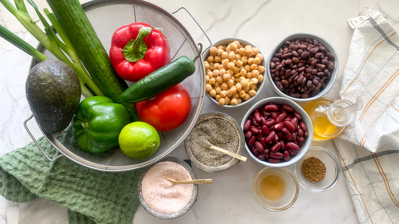 ingredients for three bean salad