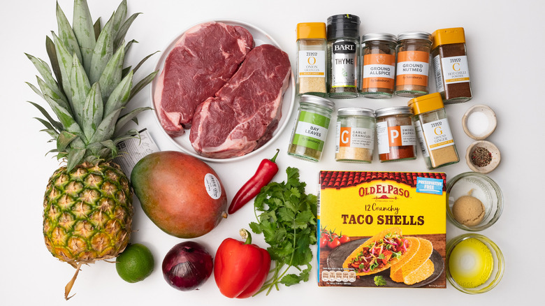 Jamaican beef mango taco ingredients