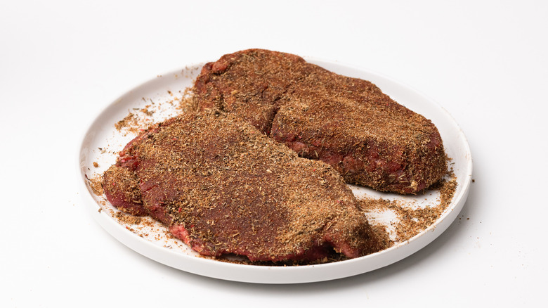 Jerk dry rub on steak