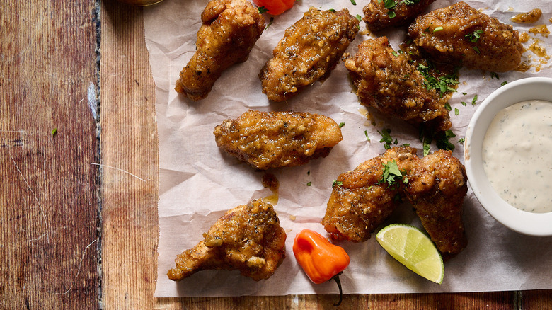 chicken wings on table