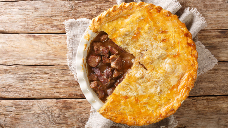 Steak pie with flaky crust