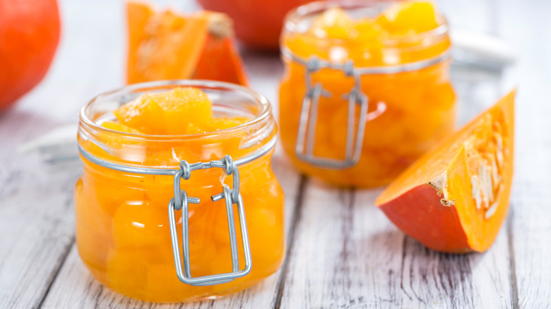 diced home-canned squash in jars