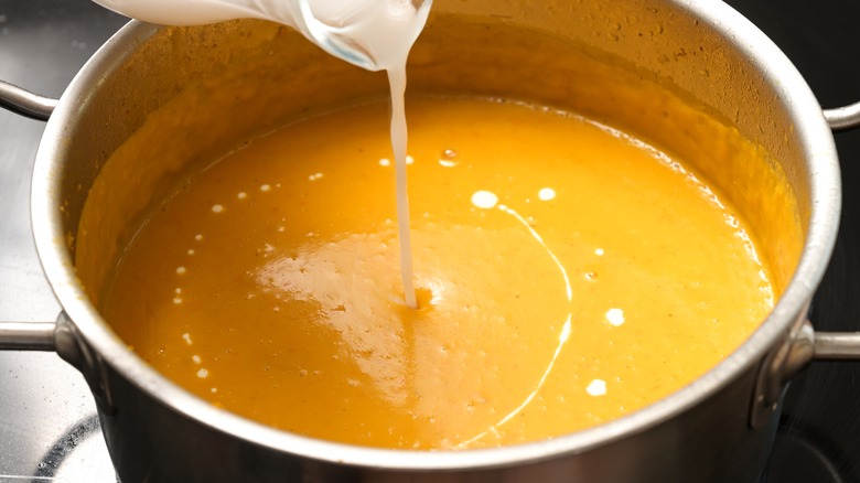 squash soup in pot