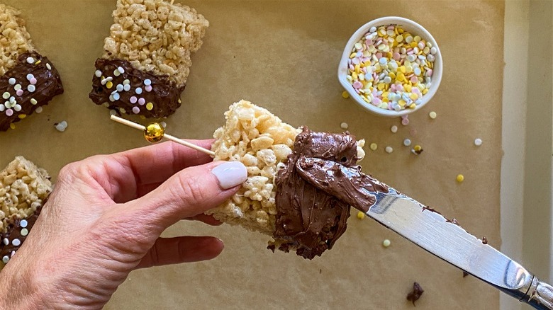 rice krispies, chocolate, and sprinkles