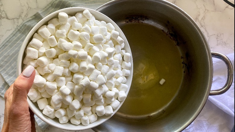 marshmallow over steel pot