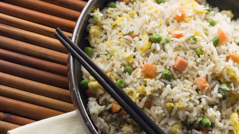 A bowl of fried rice ready to serve