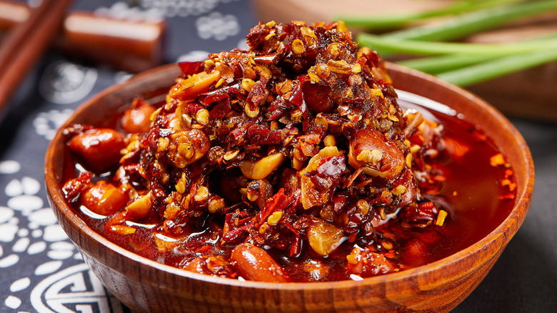 Bowl of asian chili oil