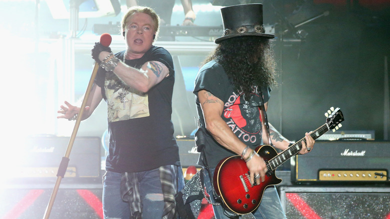 Axl Rose and Slash on stage