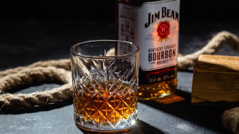 Glass of Jim Beam bourbon