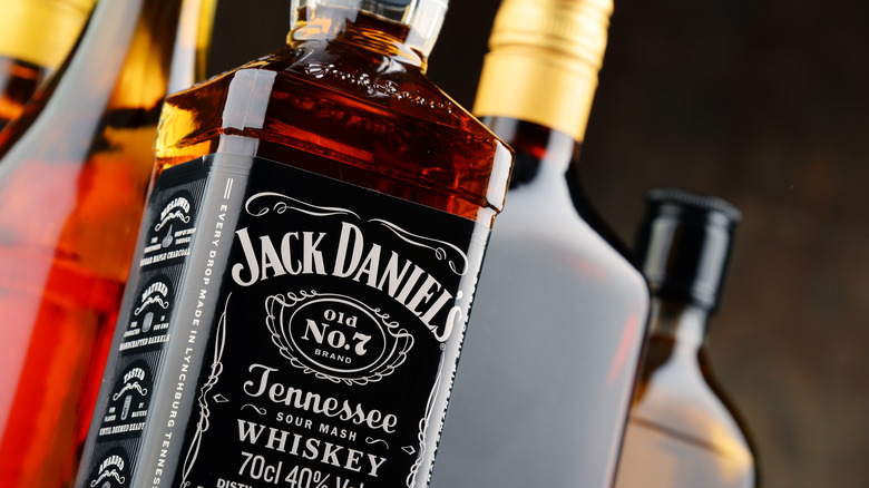Close up of a bottle of Jack Daniel's