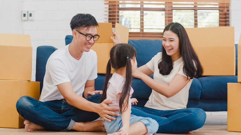 Korean family moving in with boxes