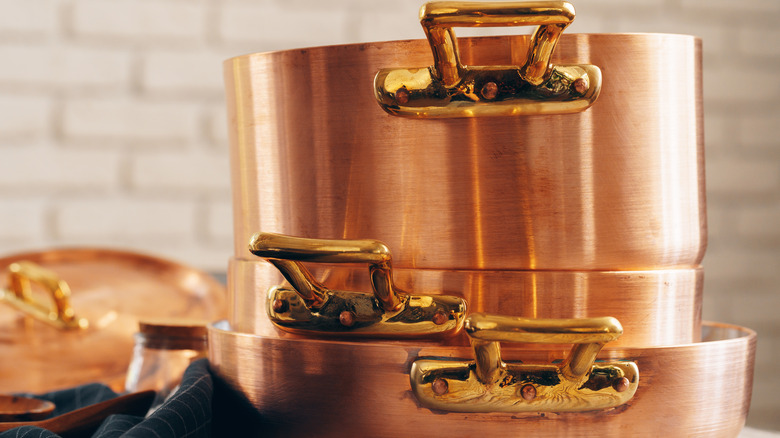 Stack of copper pots