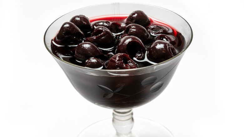 kirsch cherries in glass