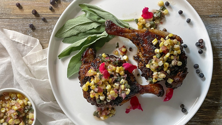 duck thighs with corn relish