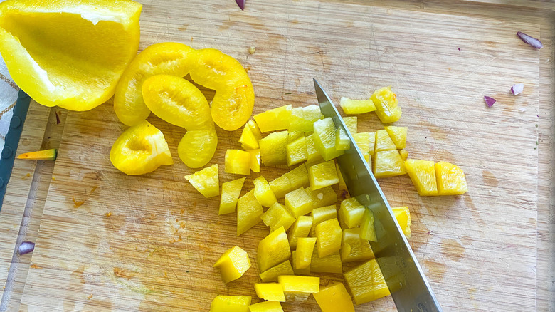 peppers on a cutting board 