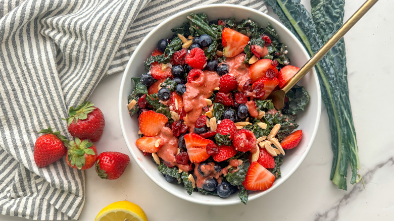 salad with gold fork