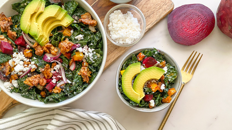 large and small bowls with salad