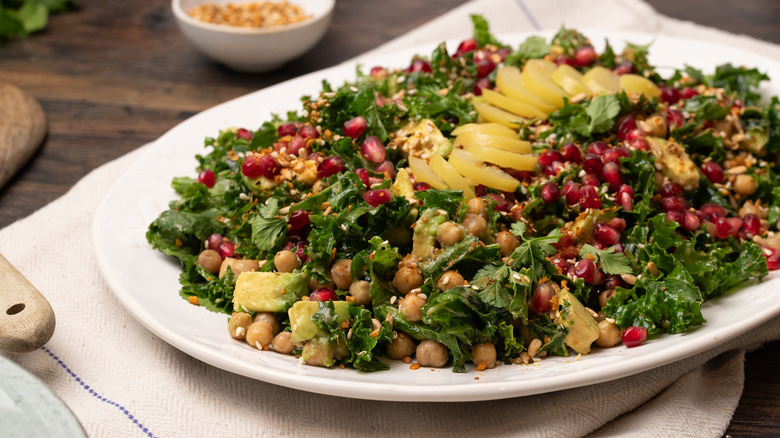 kale chickpea and dukkah salad