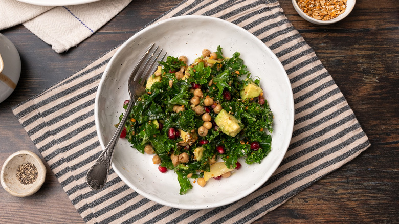 kale chickpea and dukkah salad