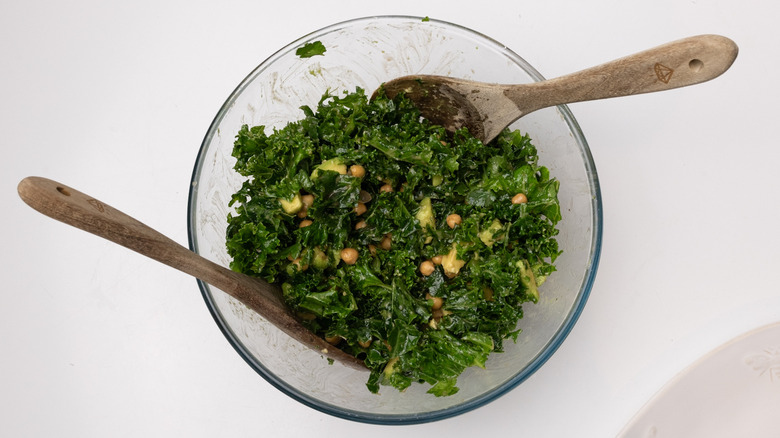 tossed kale and chickpea salad