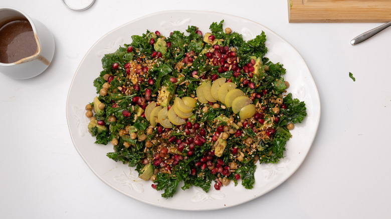 kale chickpea and dukkah salad