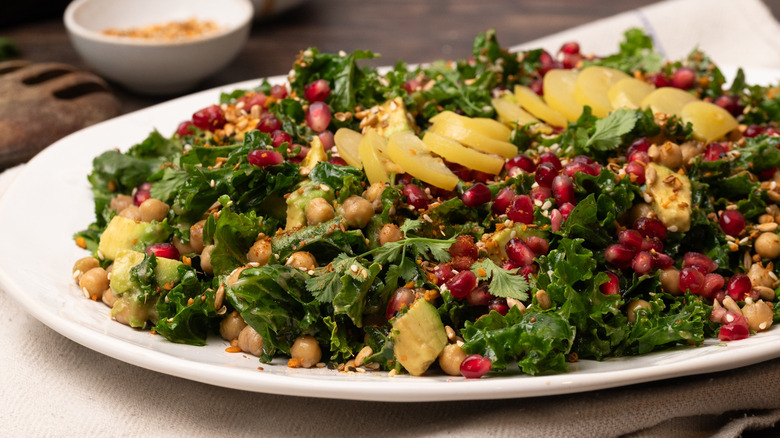 kale chickpea and dukkah salad