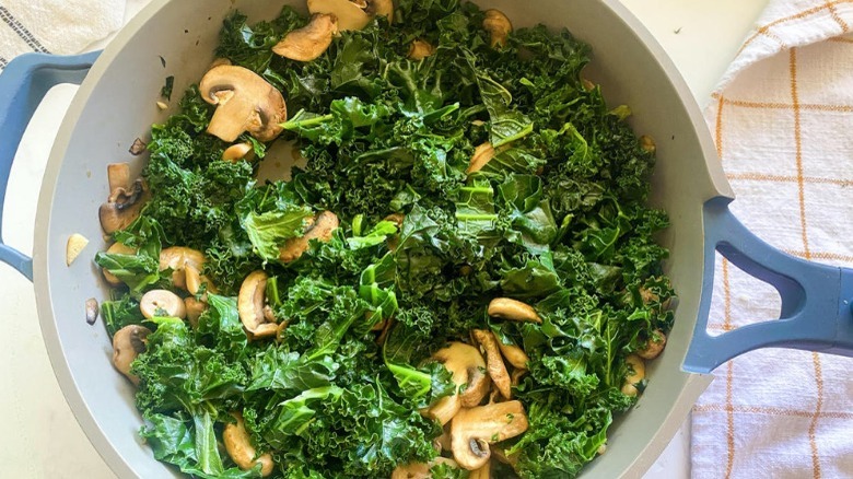 sautéed mushrooms and kale