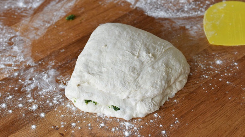 folding dough into a square