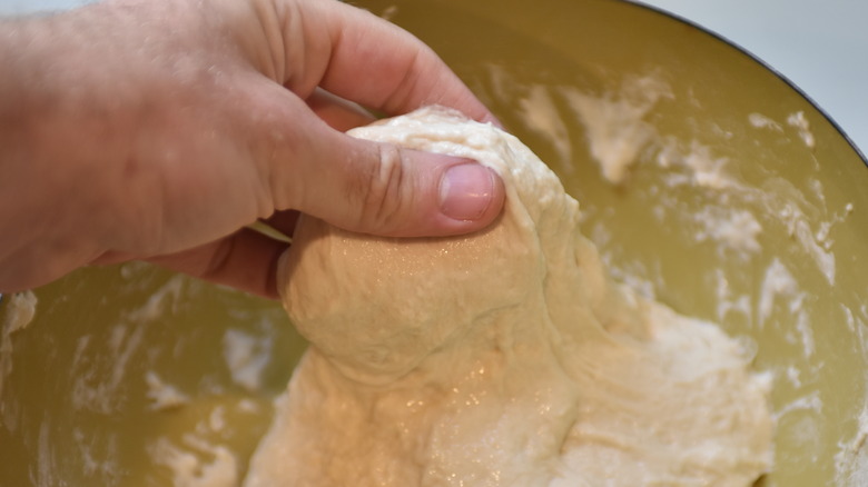 folding sourdough bread