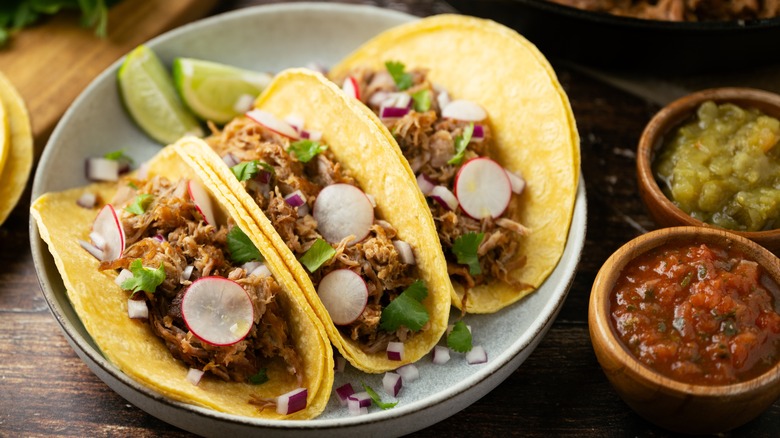 carnitas tacos on a plate