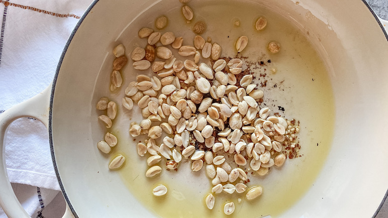 peanuts toasting in pan