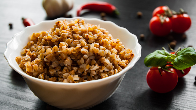 bowl of cooked buckwheat kasha