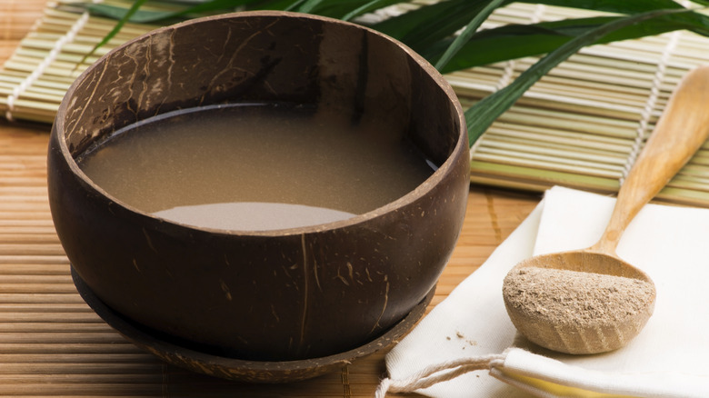 Brown kava drink in large bowl