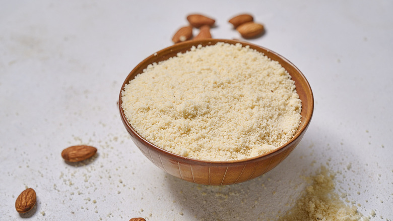bowl of almond flour on table