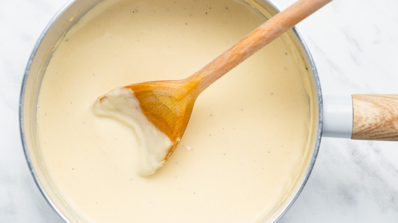 creamy sauce in pot