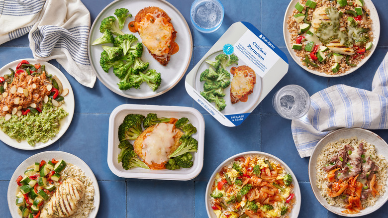 assortment of blue apron meals