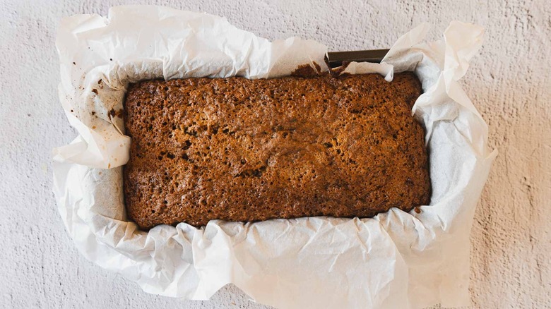 Baked carrot cake in loaf pan