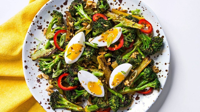 charred broccoli with eggs