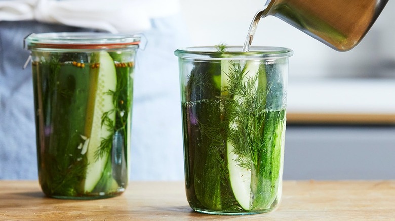 jar of homemade dill pickles