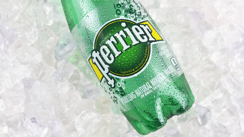 Perrier bottle on ice