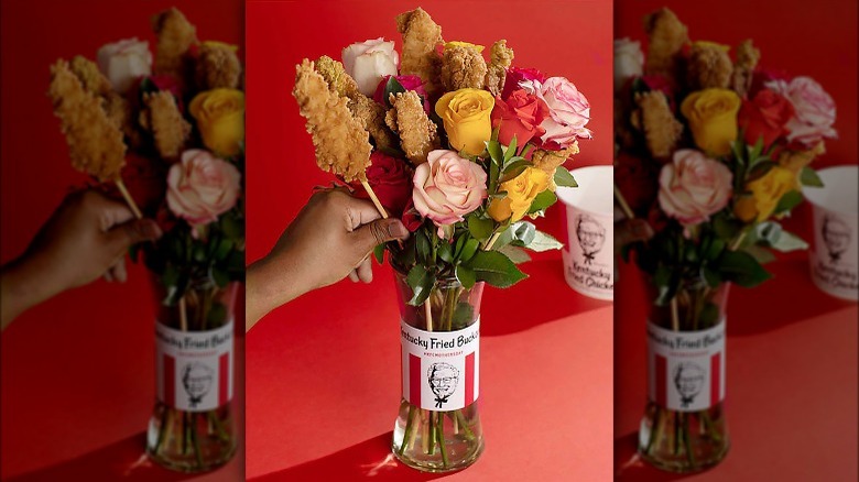 bouquet of flowers with fried chicken