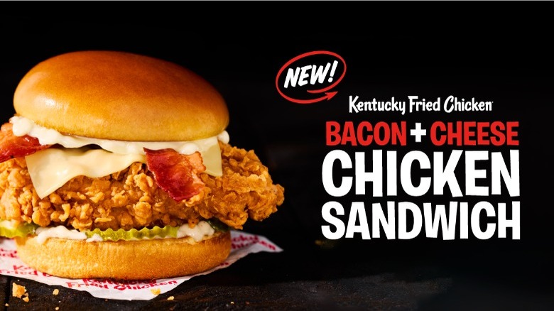 KFC bacon and cheese chicken sandwich