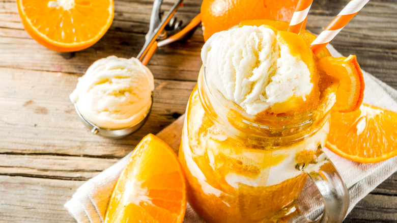 orange ice cream float in mug