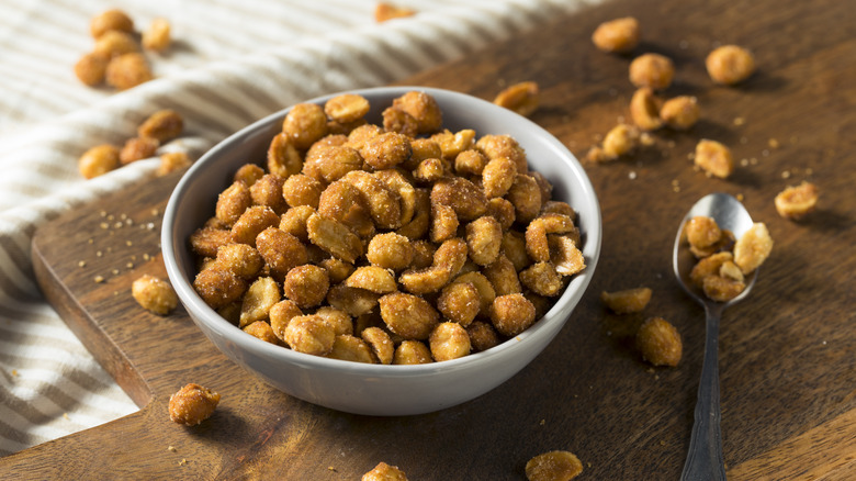 bowl of salted peanuts