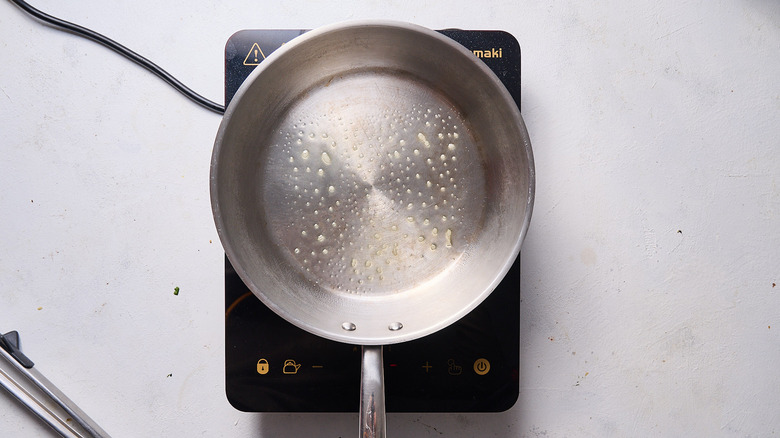 oiled skillet on medium heat