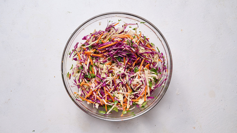 coleslaw mixed in bowl