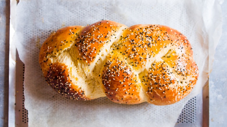 cooked plaited bread