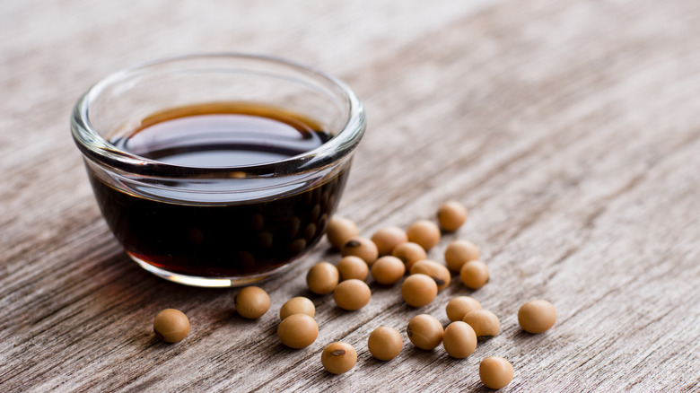 Soy sauce and soybeans